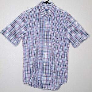 Arrow Men's Button-down Shirt Size Small Blue Red White Plaid Short Slv Size S
